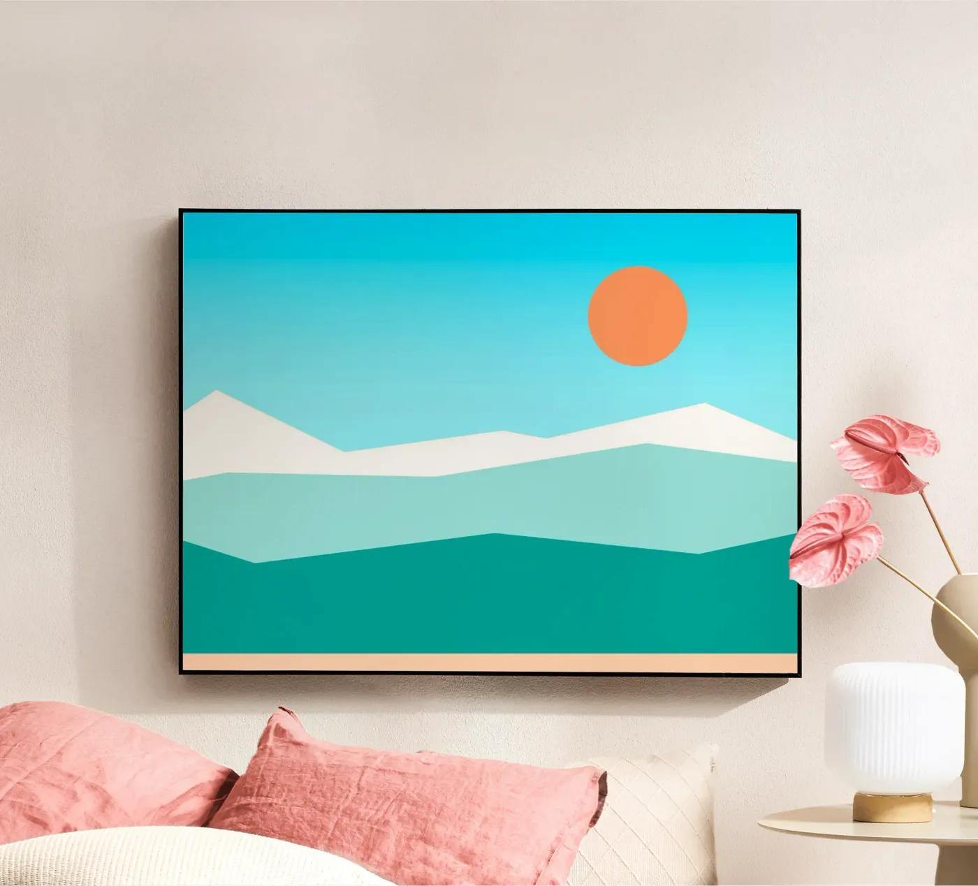 cielo blu geometrico con sole plexiglass da pastel color shape