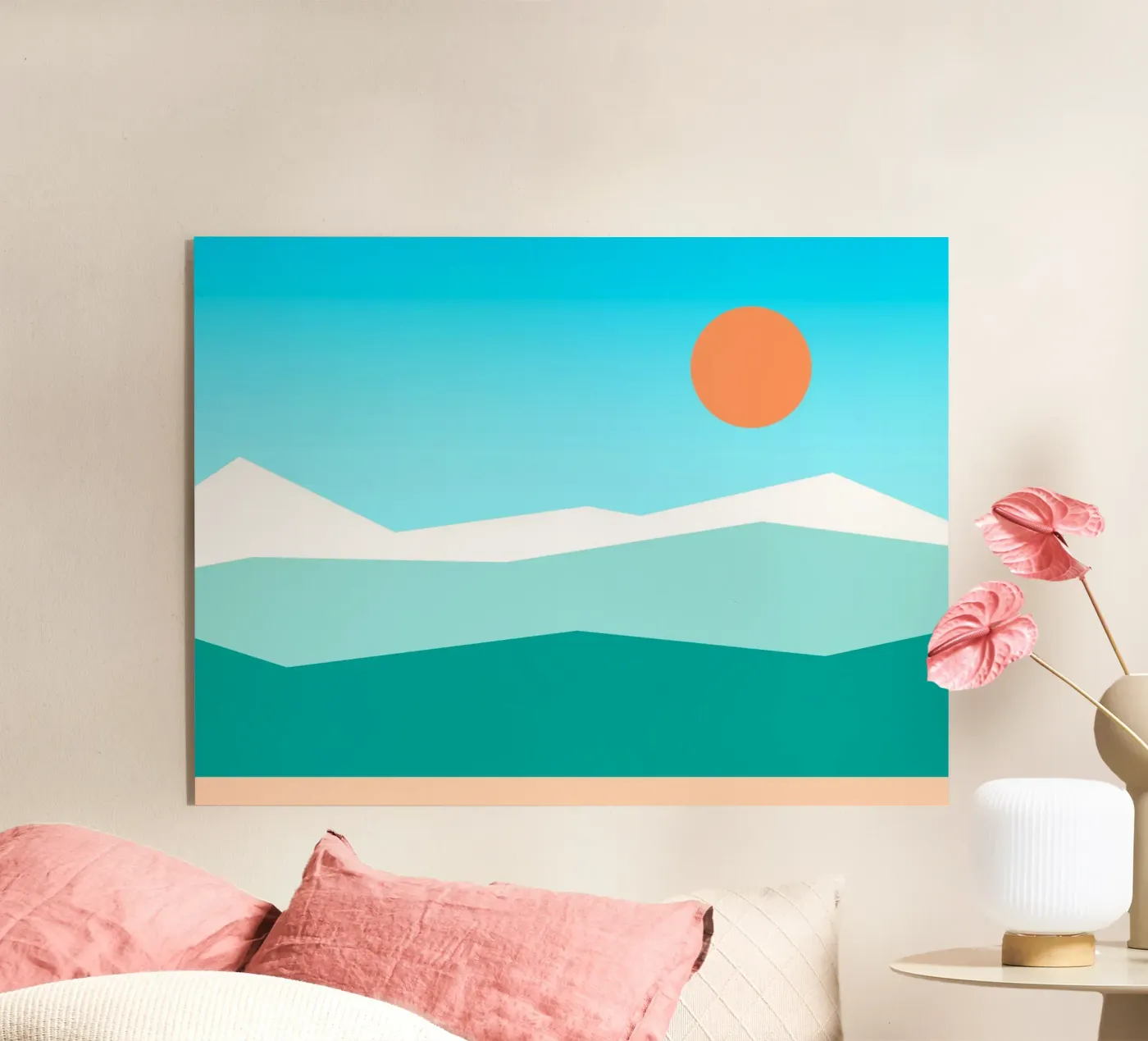 cielo blu geometrico con sole plexiglass da pastel color shape