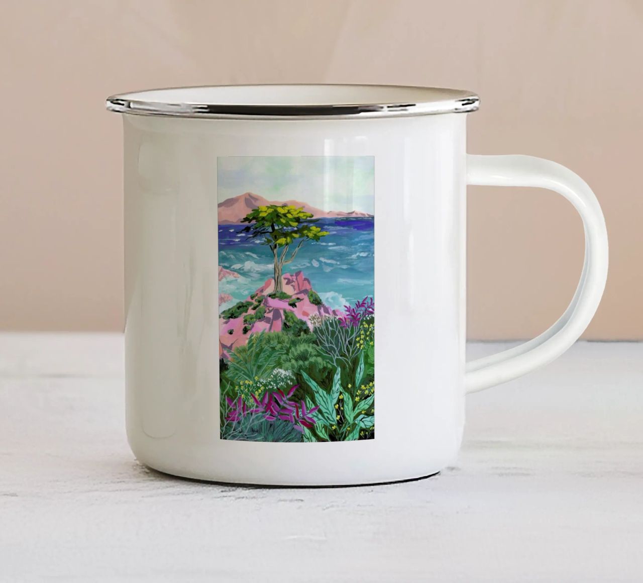 Lone Cypress tazza in smalto da Sarah Gesek