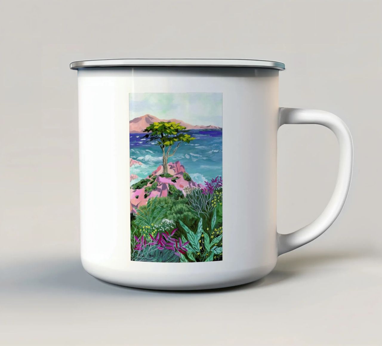 Lone Cypress tazza in smalto da Sarah Gesek
