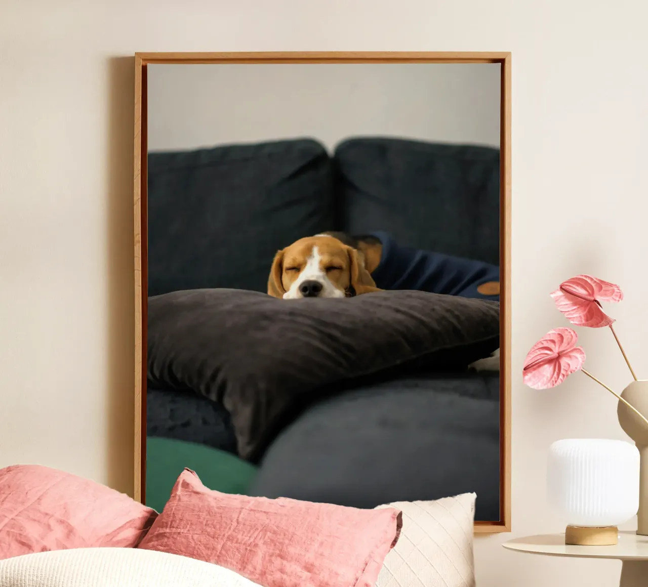 cane beagle tela con Cornice a cassetta da animal story home