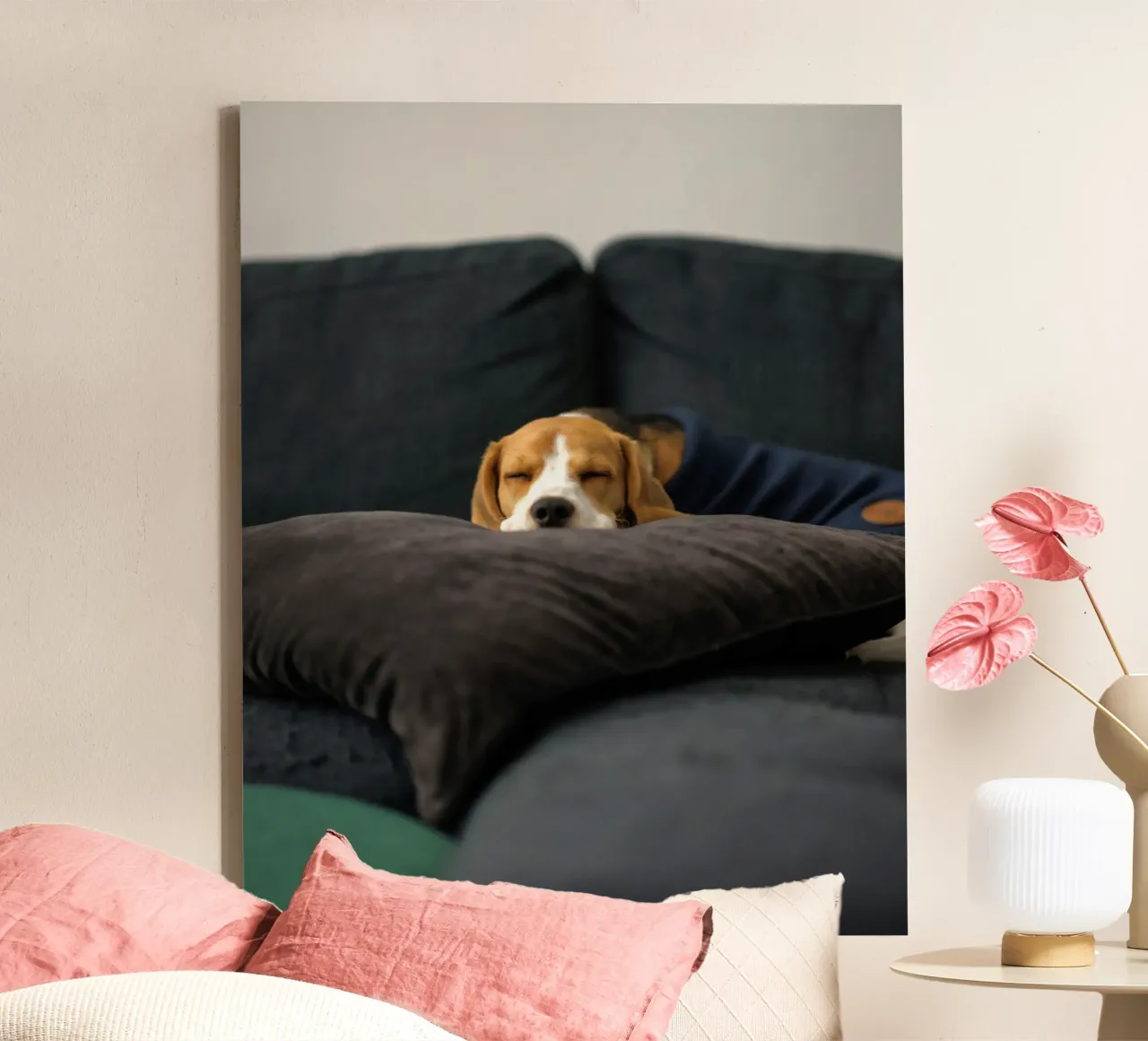cane beagle tela con Cornice a cassetta da animal story home