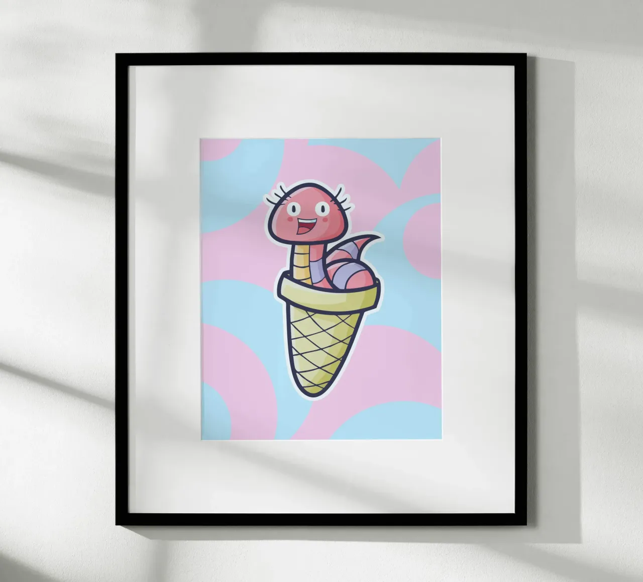 ice cream pet poster with plastic frame by pastel color shape