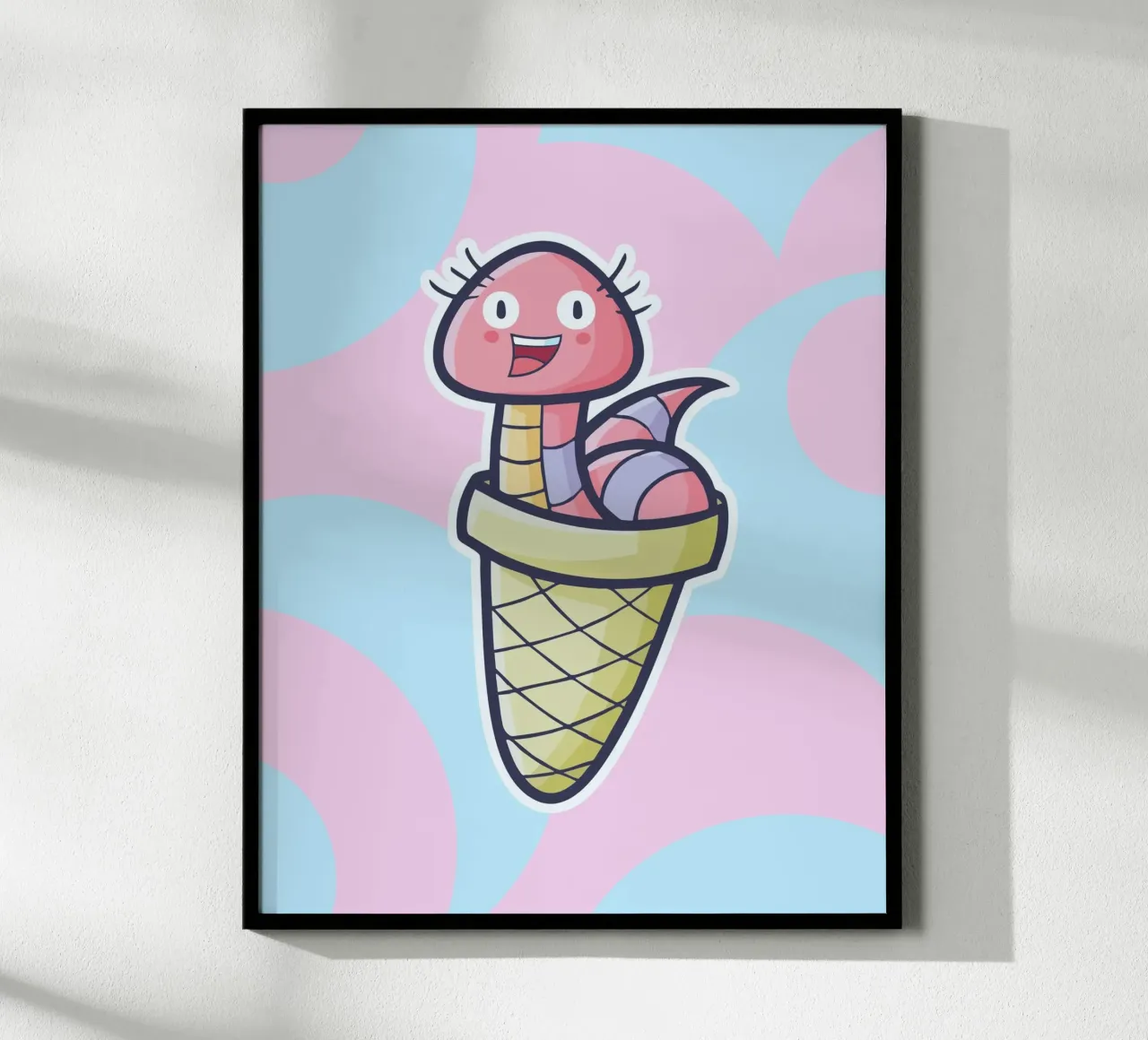 ice cream pet poster with plastic frame by pastel color shape