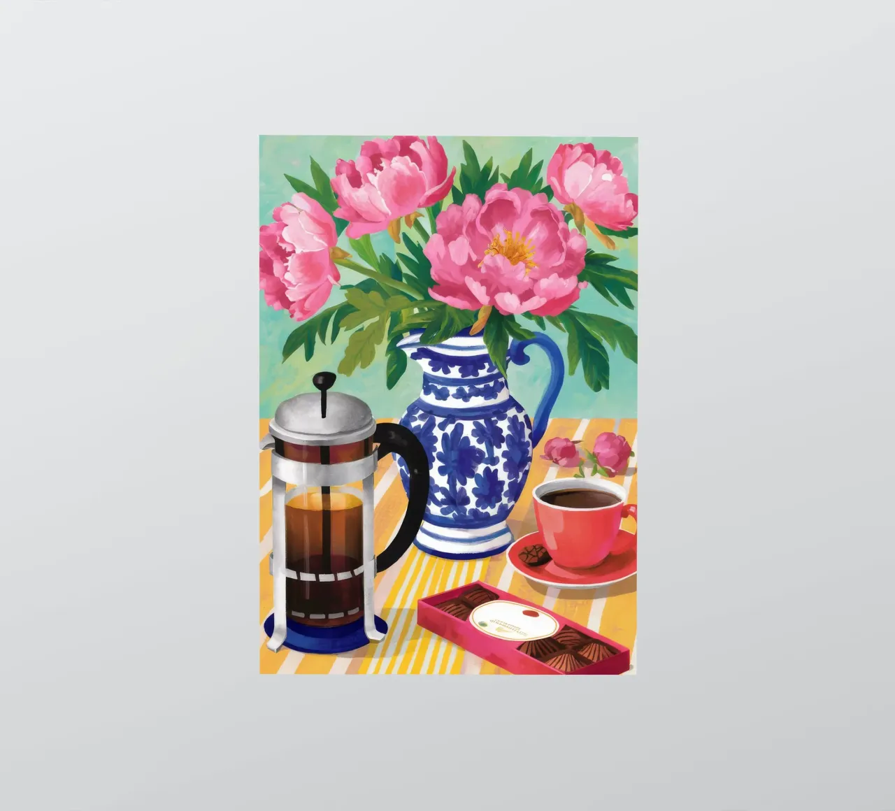 Peony Coffee Bliss sticker by Muse Artworks