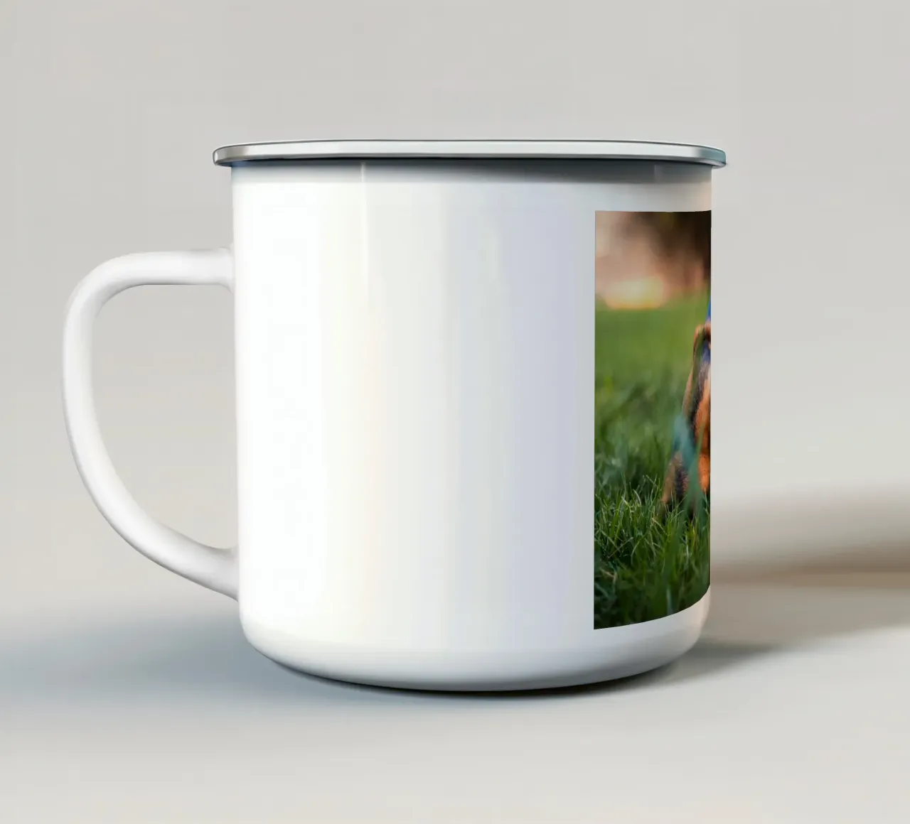 natura verde occhi di cucciolo tazza in smalto da animal story home