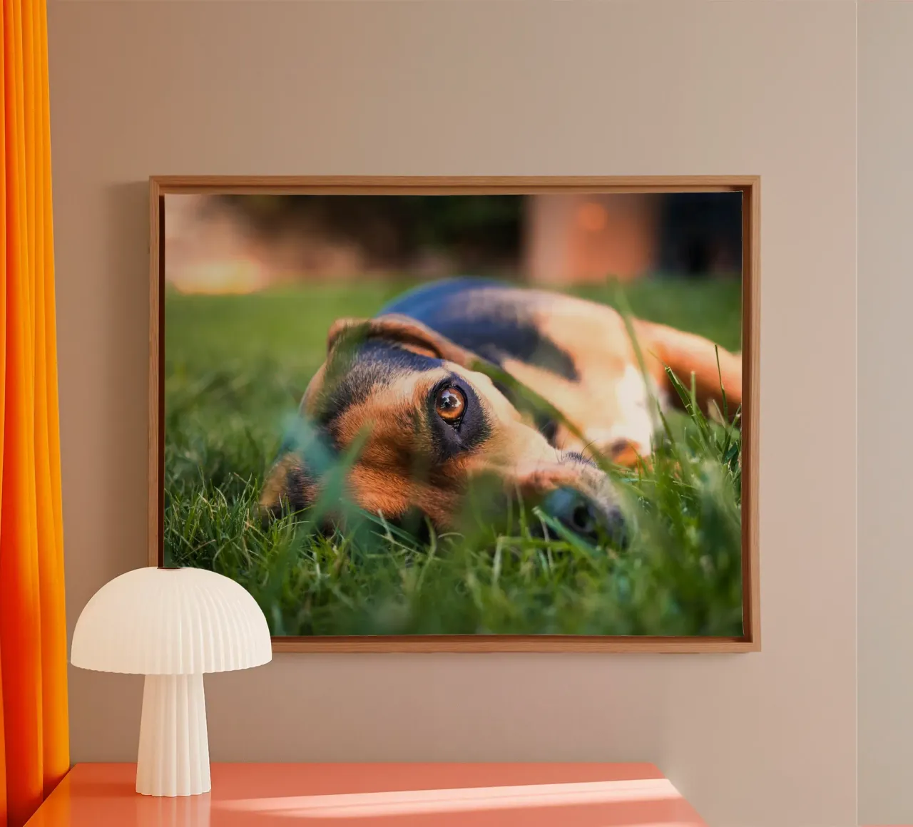 natura verde occhi di cucciolo tela con Cornice a cassetta da animal story home
