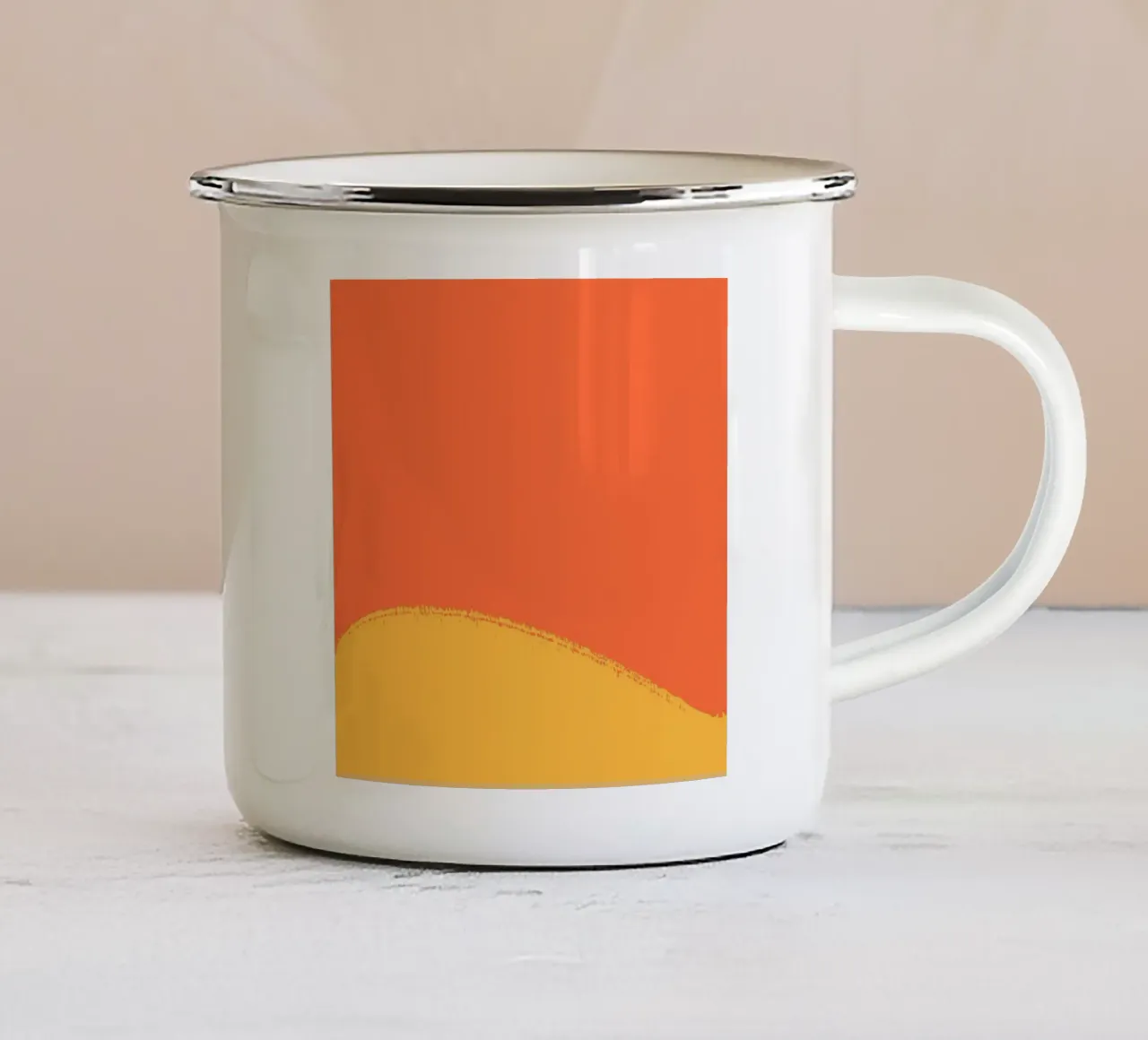 warme kleuren verloop emaille mok van pastel color shape