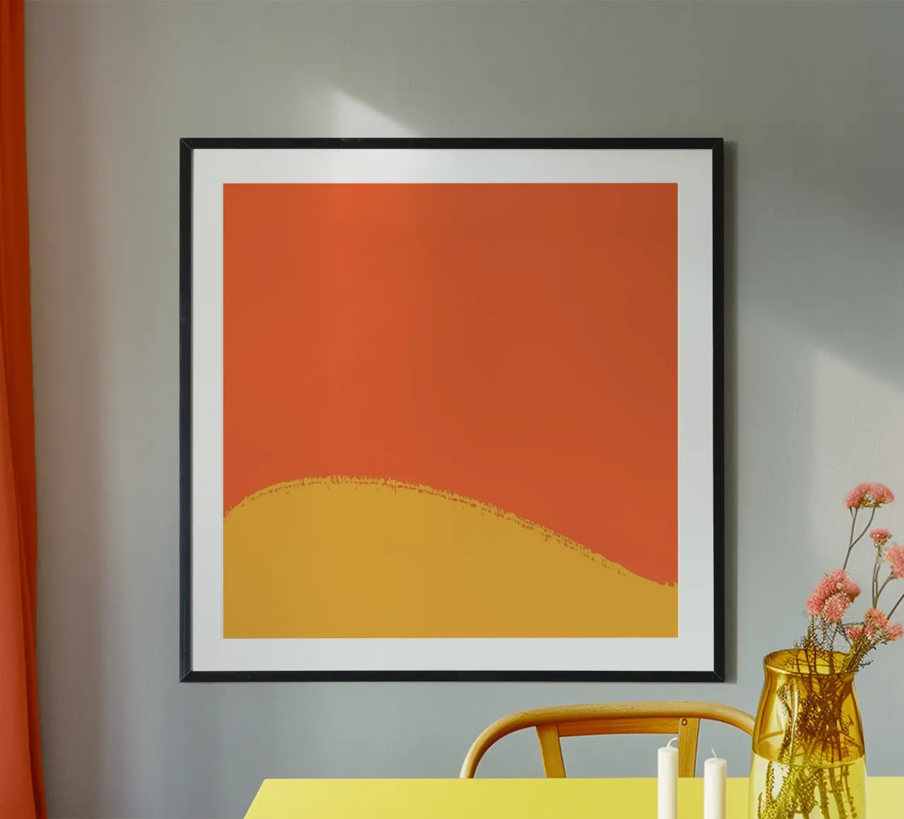warm colors gradient poster with plastic frame by pastel color shape