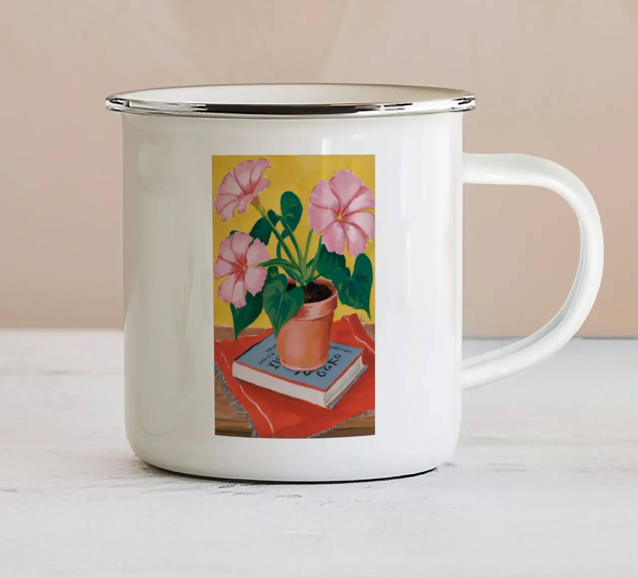 Reggilibro Pink Bloom tazza in smalto da Muse Artworks