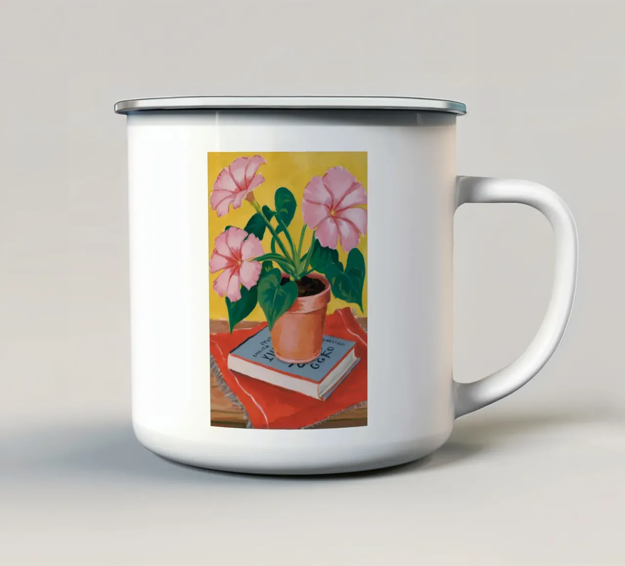 Reggilibro Pink Bloom tazza in smalto da Muse Artworks