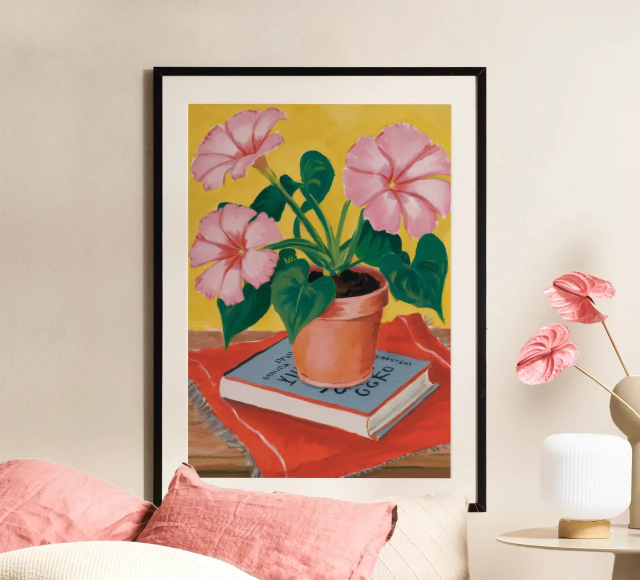 Reggilibro Pink Bloom poster con telaio in alluminio da Muse Artworks