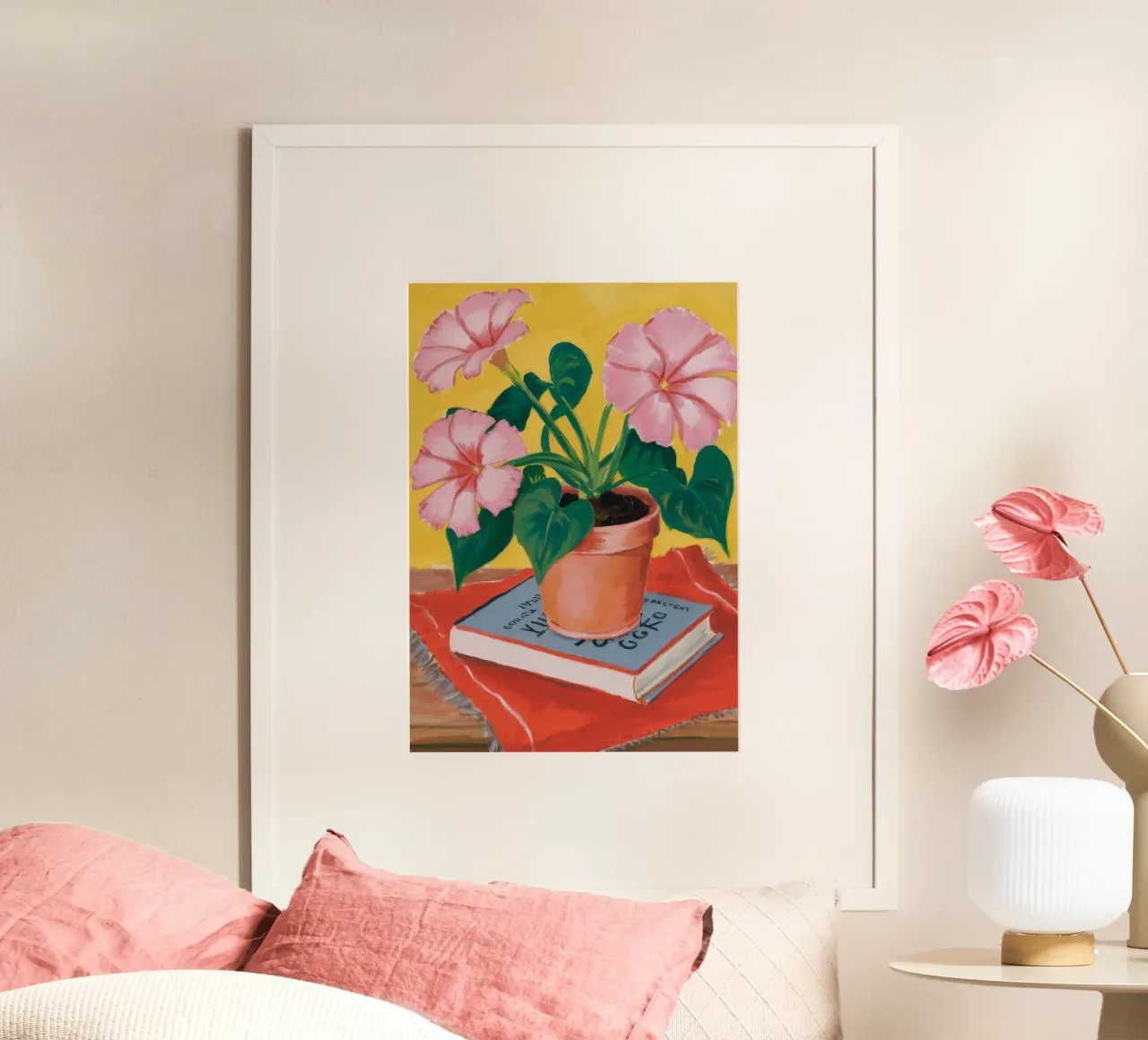 Reggilibro Pink Bloom poster con telaio in alluminio da Muse Artworks