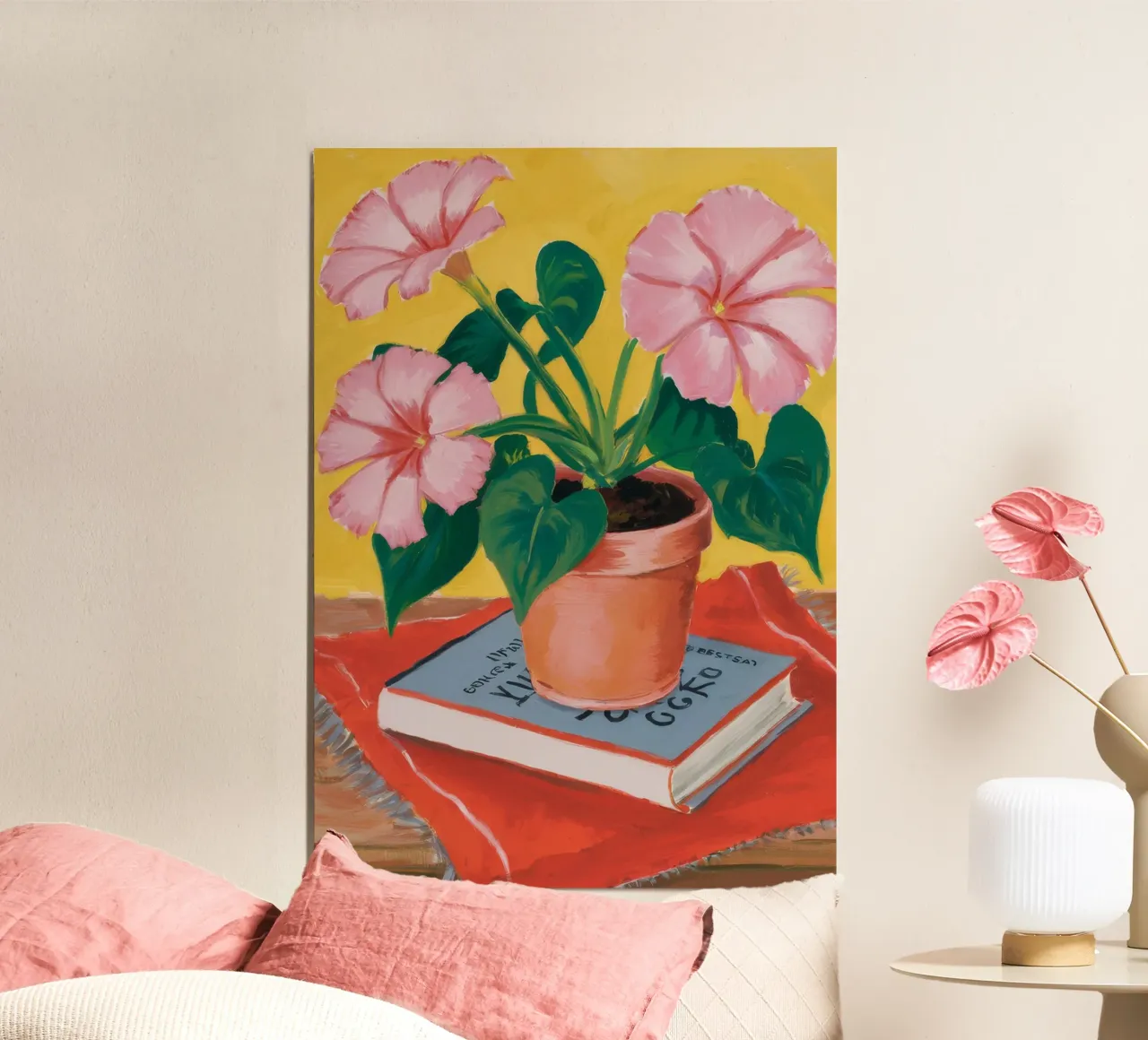 Reggilibro Pink Bloom poster con telaio in alluminio da Muse Artworks