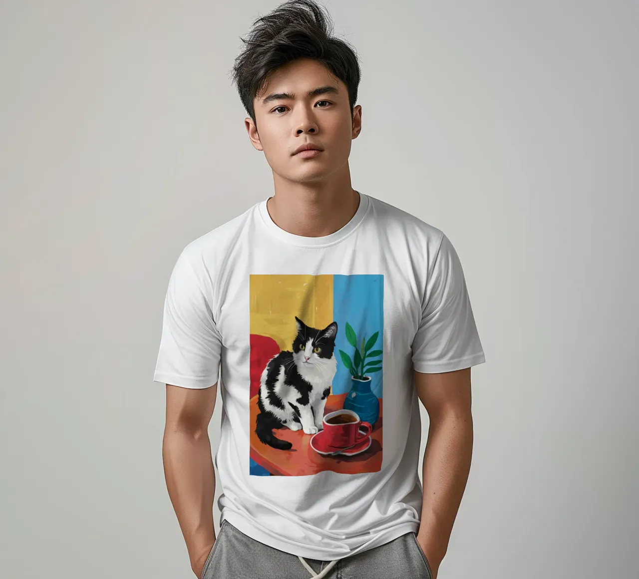Gatto Tuxedo Caffè t-shirt da Stone Decade