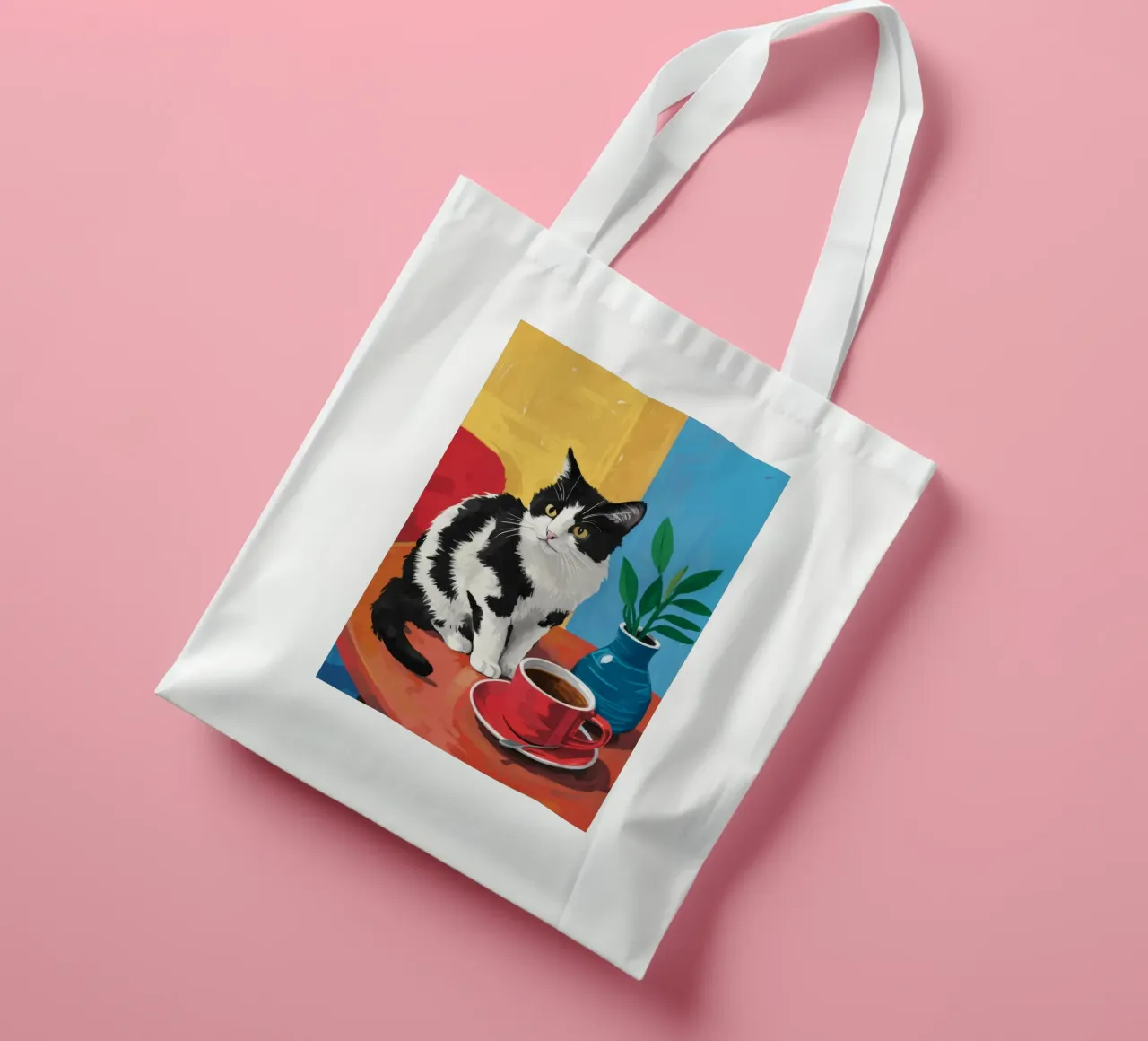 Gatto Tuxedo Caffè borsa in juta da Stone Decade