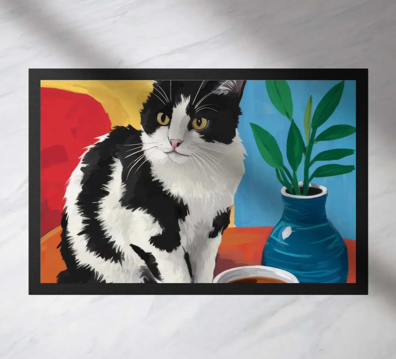 Gatto Tuxedo Caffè zerbino da Stone Decade
