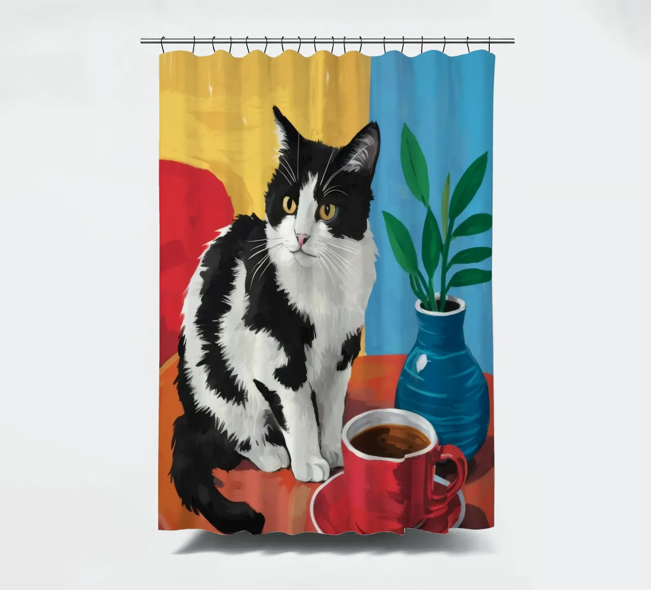 Gatto Tuxedo Caffè tenda da doccia da Stone Decade