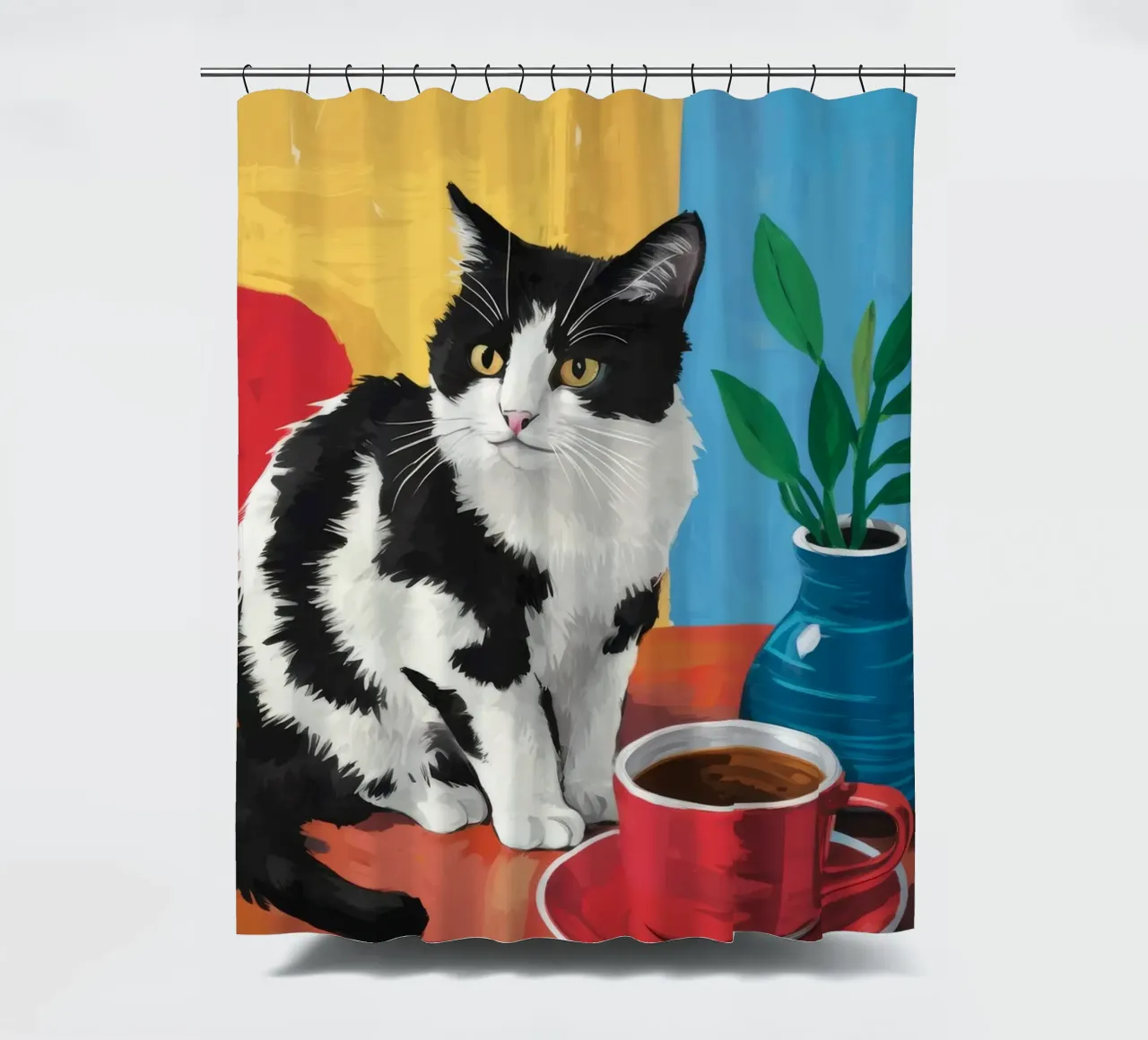 Gatto Tuxedo Caffè tenda da doccia da Stone Decade