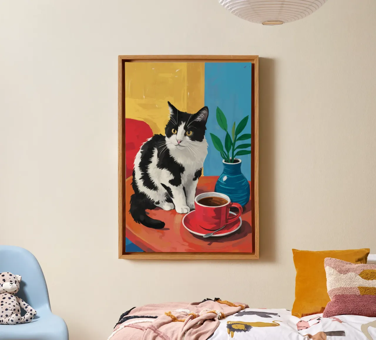 Gatto Tuxedo Caffè tela da Stone Decade