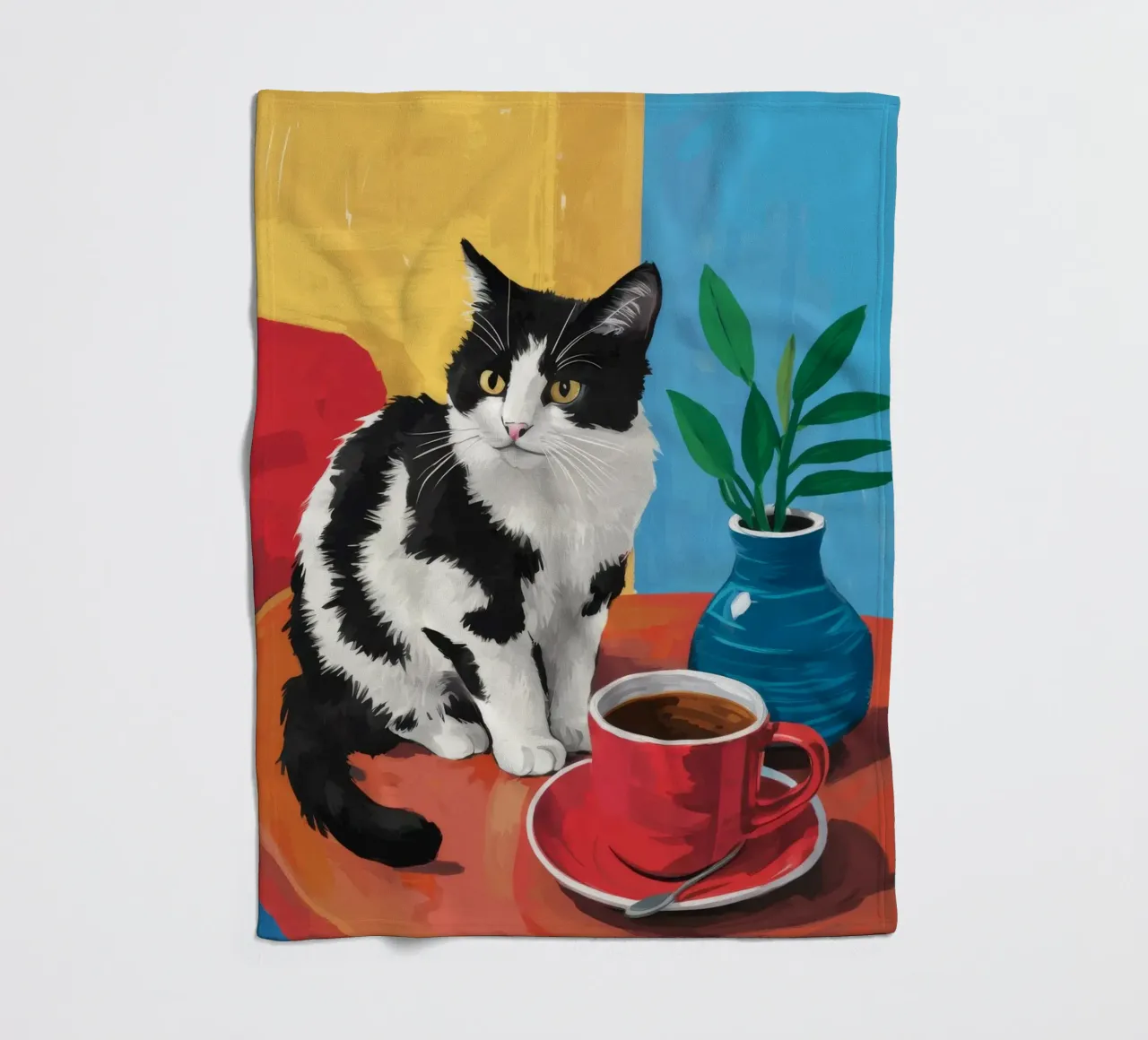 Gatto Tuxedo Caffè coperta in pile da Stone Decade