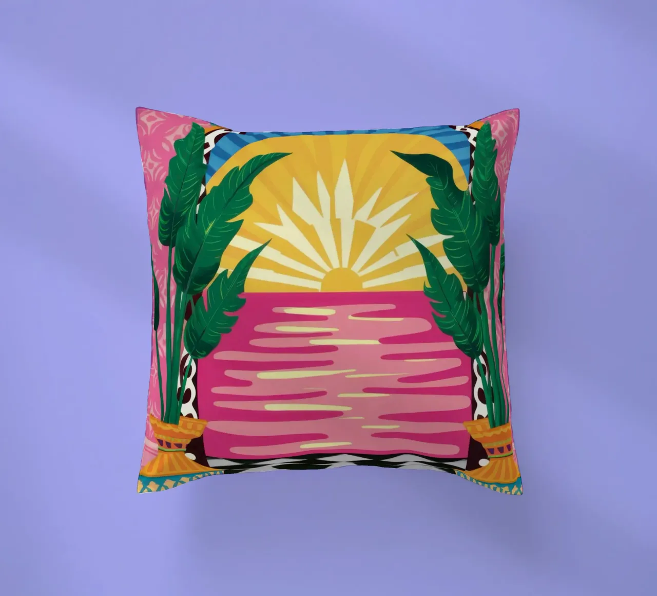 Bogenförmiger Hofweg Kissen von Sentinel Glow