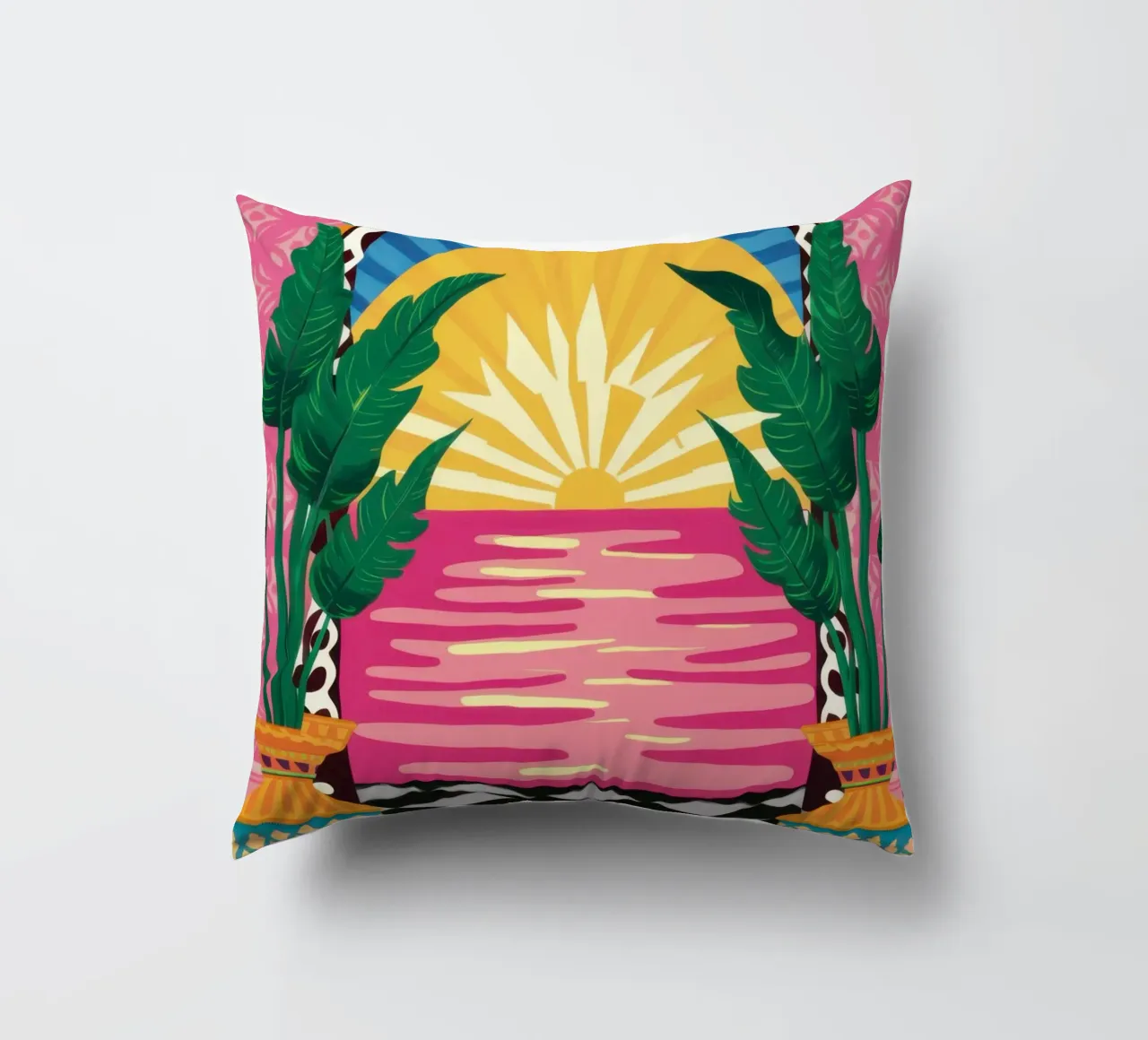 Bogenförmiger Hofweg Kissen von Sentinel Glow