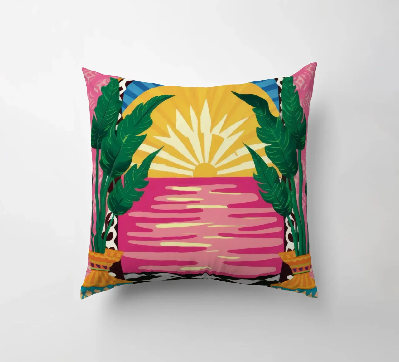 Bogenförmiger Hofweg Kissen von Sentinel Glow