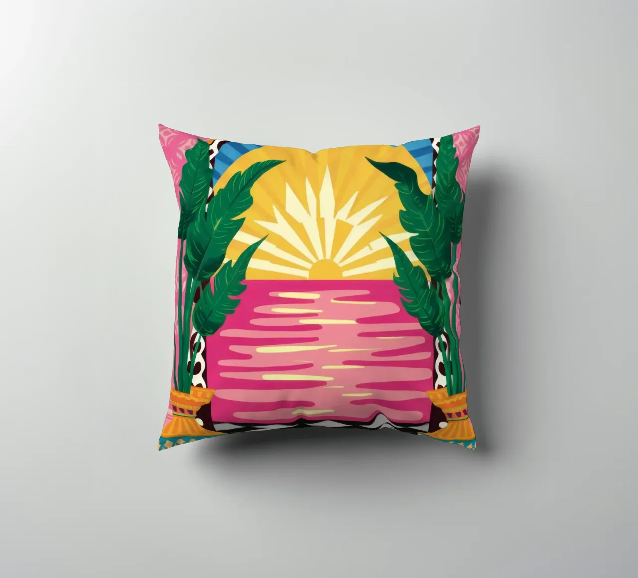 Bogenförmiger Hofweg Kissen von Sentinel Glow