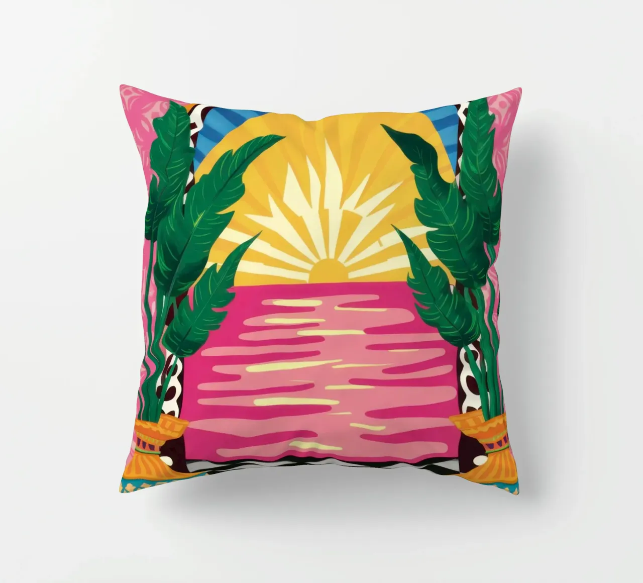 Bogenförmiger Hofweg Kissen von Sentinel Glow