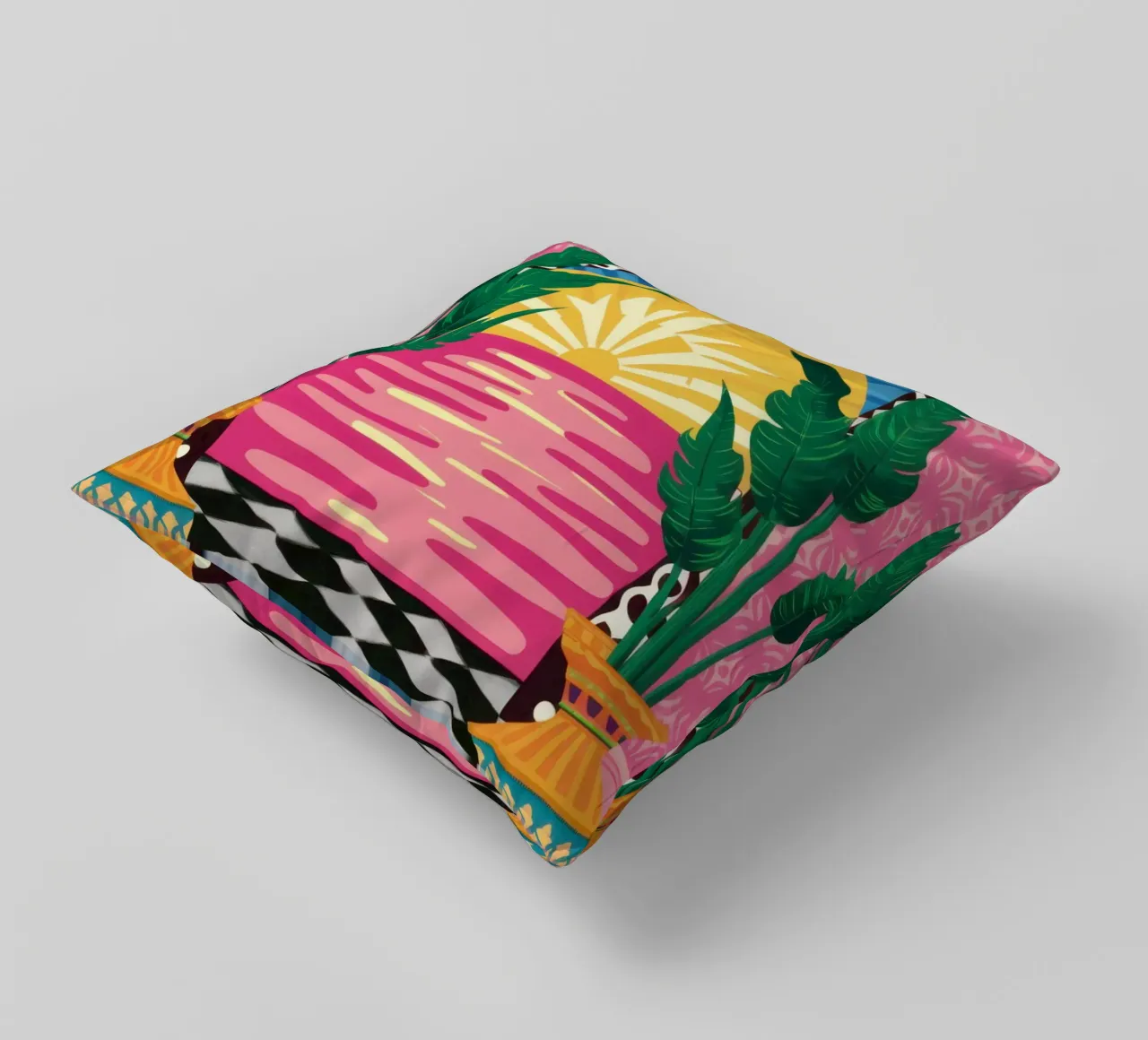 Bogenförmiger Hofweg Kissen von Sentinel Glow