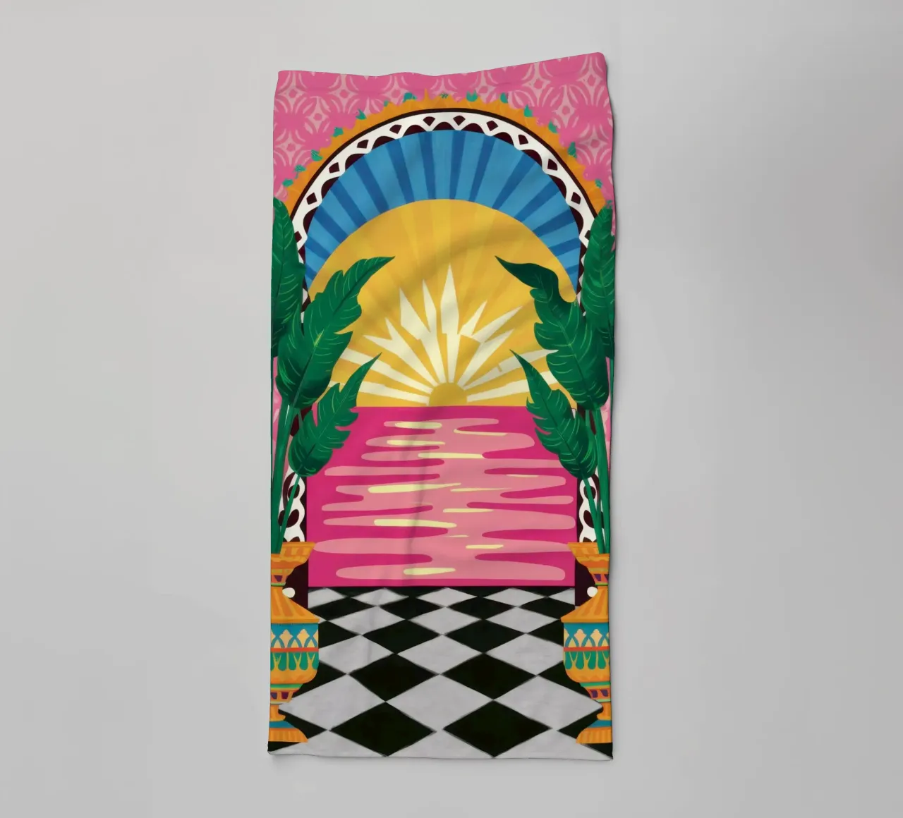 Arched Courtyard Path towel by Sentinel Glow
