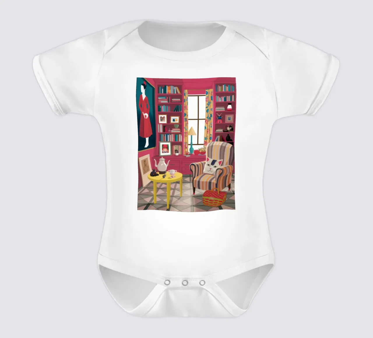 Poltrona a righe Biblioteca body neonato maniche corte da Marigold Tiga