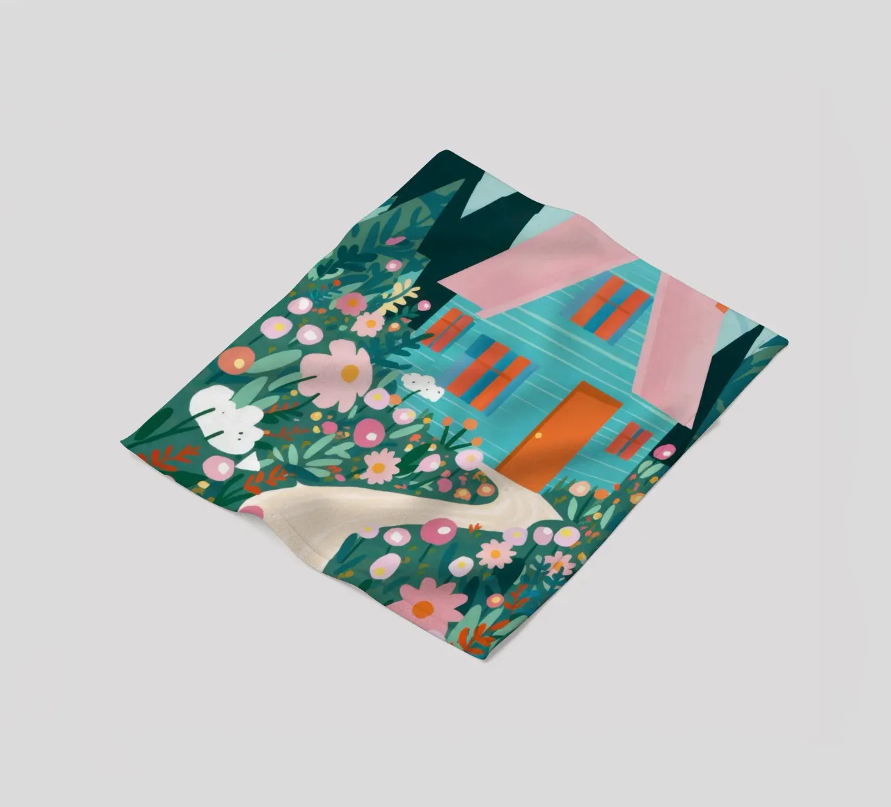 Blue Cottage Garden Path fleece blanket by Pale Aura