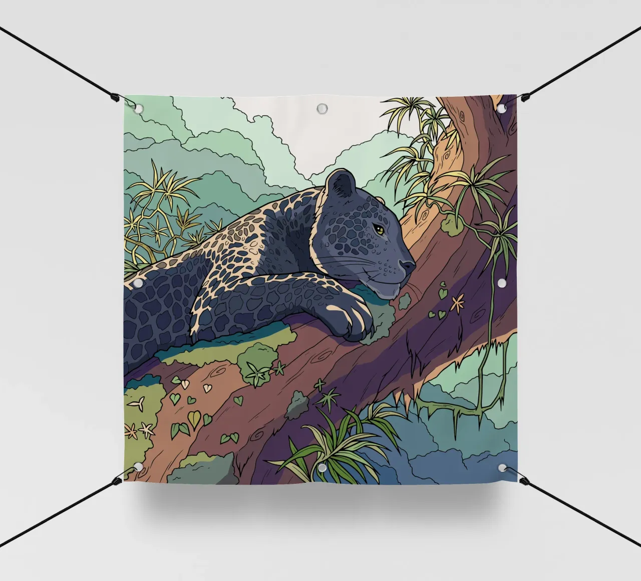 Ruhender Leopard Gemälde PVC Plane von Fanya Art