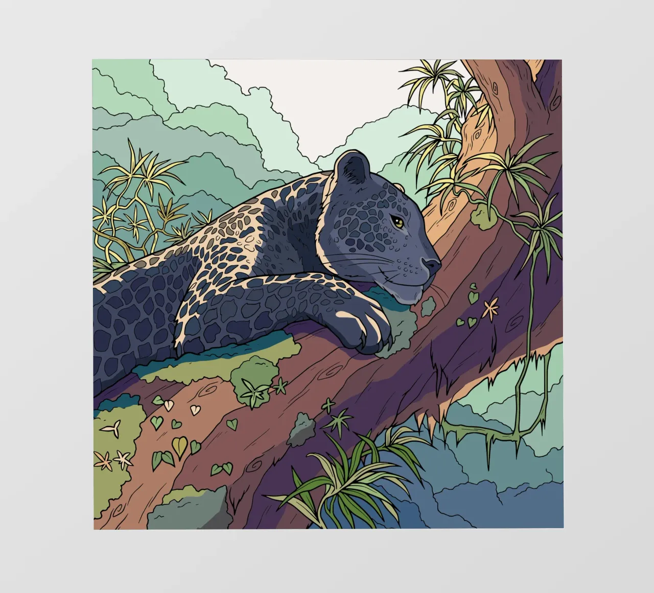 Ruhender Leopard Gemälde PVC Plane von Fanya Art