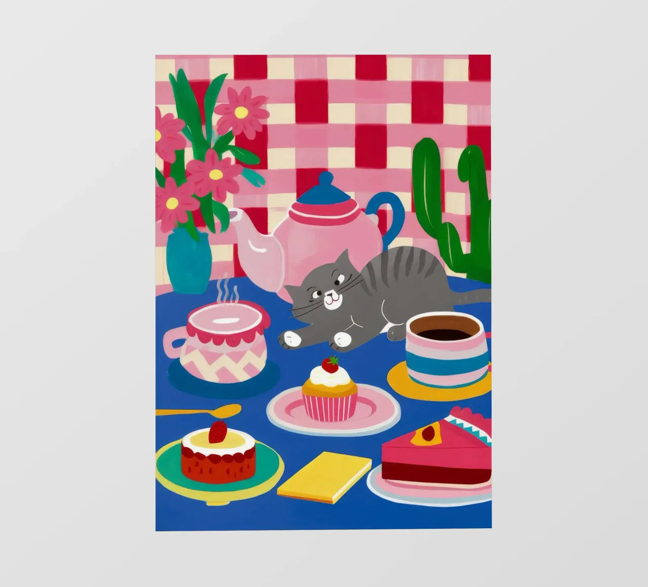 Tea Party felino telo in pvc da Muse Artworks