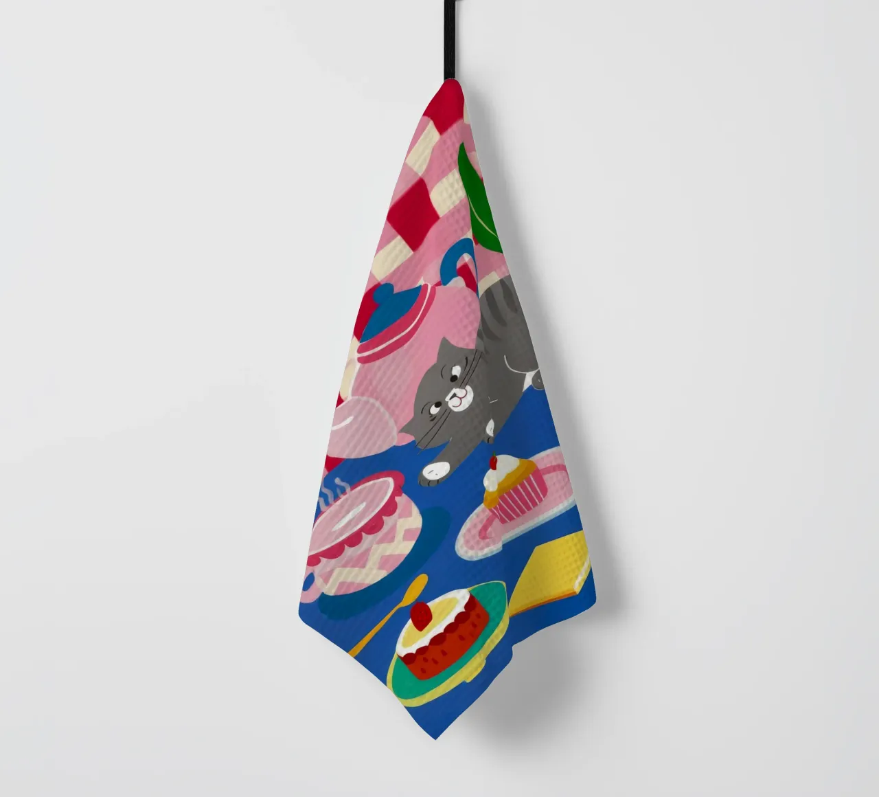 Tea Party felino canovaccio da cucina da Muse Artworks