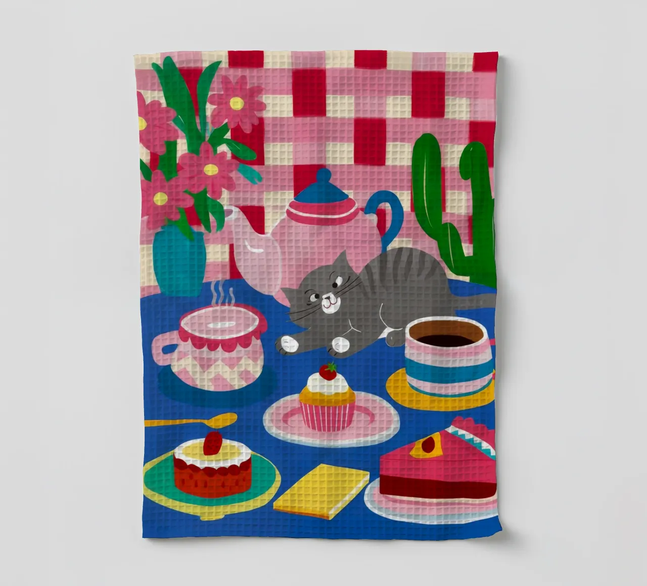 Tea Party felino canovaccio da cucina da Muse Artworks
