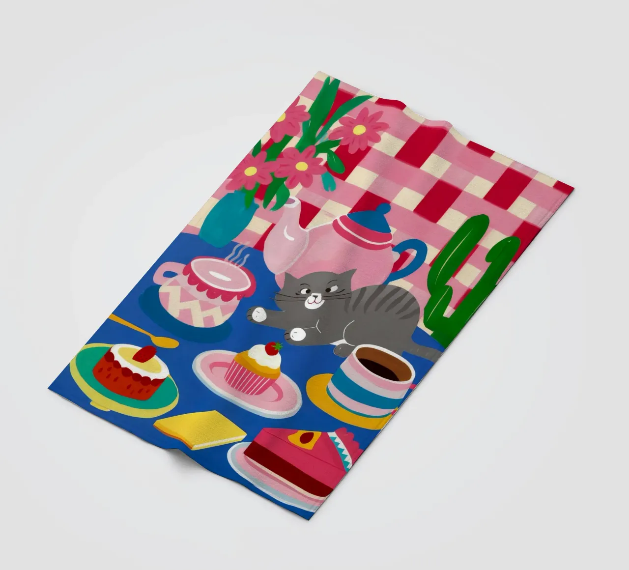 Tea Party felino coperta in pile da Muse Artworks