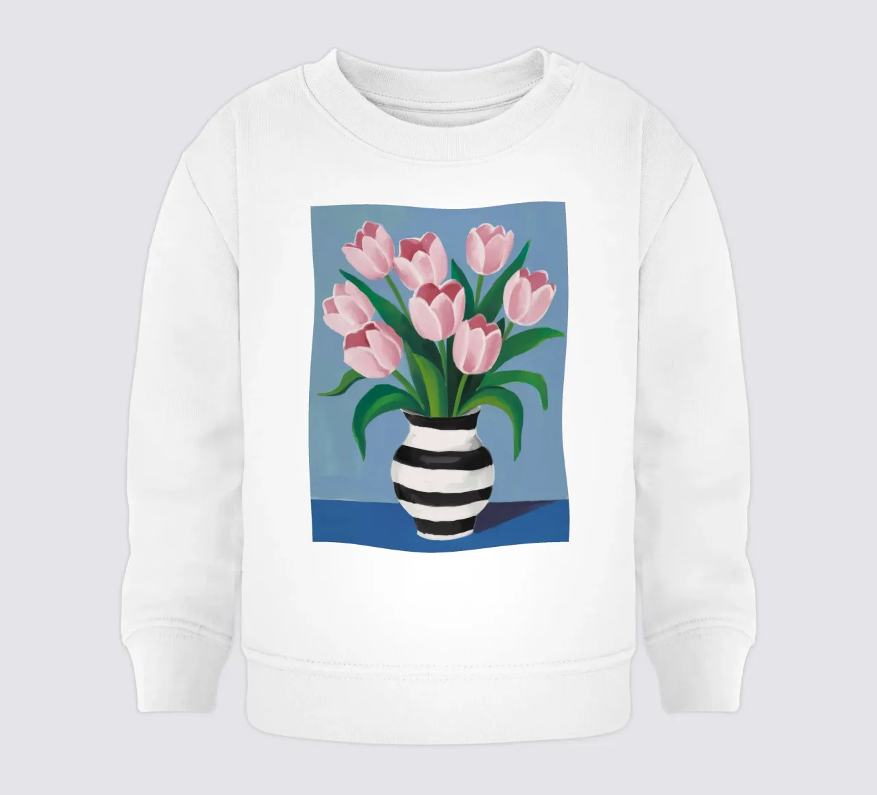 Tulipani in vaso a righe felpa neonato da Stone Decade