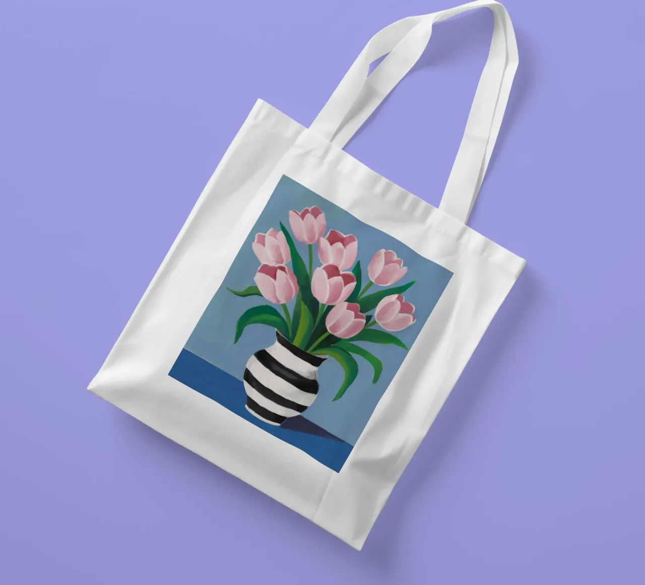 Tulipani in vaso a righe borsa in juta da Stone Decade