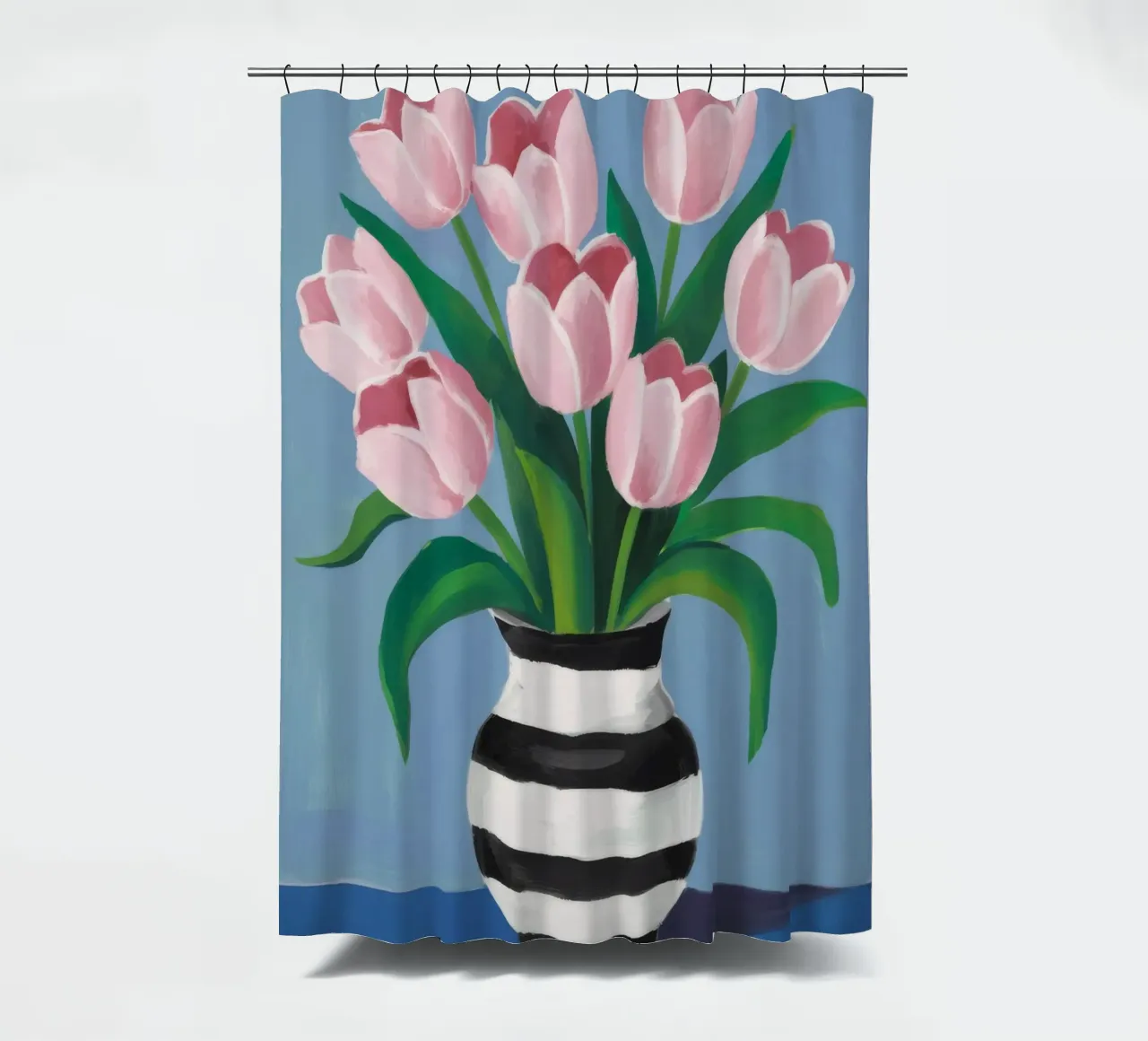 Tulipani in vaso a righe tenda da doccia da Stone Decade