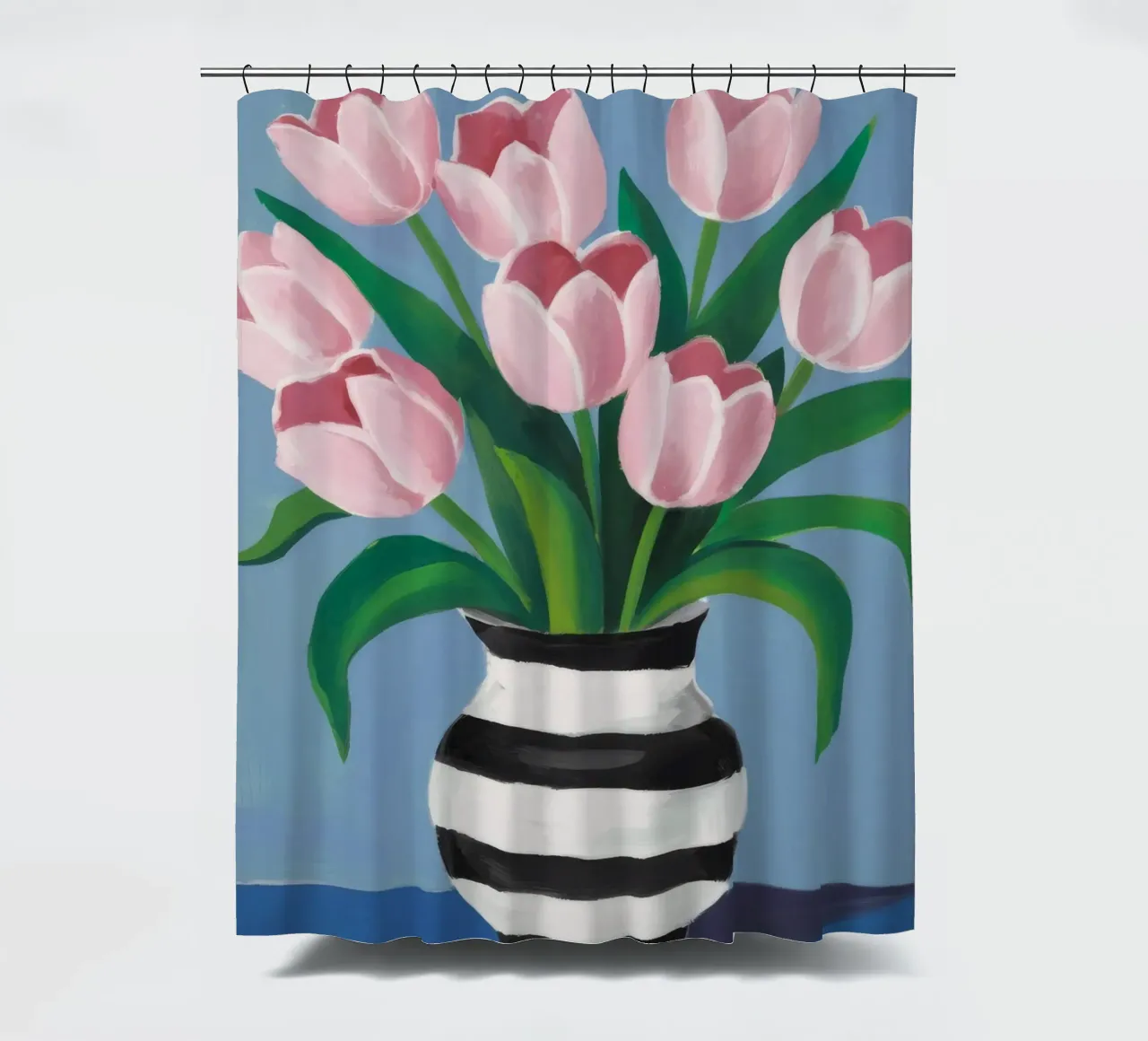 Tulipani in vaso a righe tenda da doccia da Stone Decade