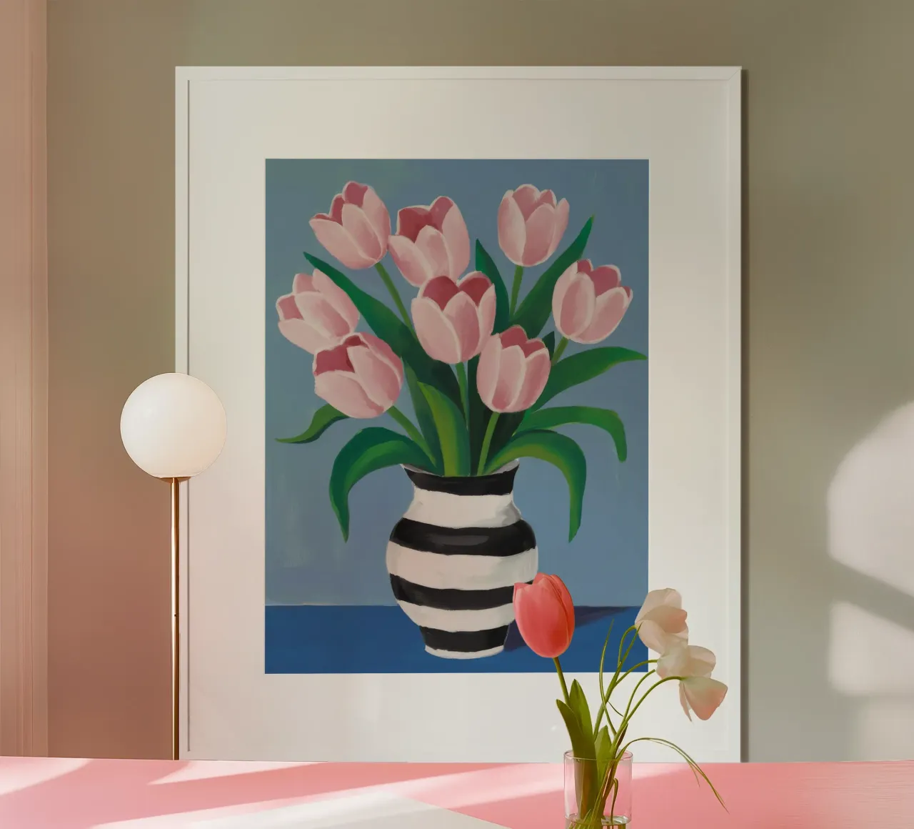 Tulipani in vaso a righe carta hahnemühle da Stone Decade