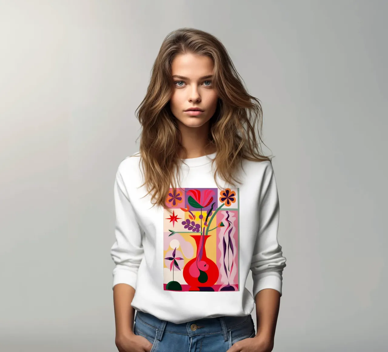 Crimson Vase Abstraction sweatshirt by Sentinel Glow