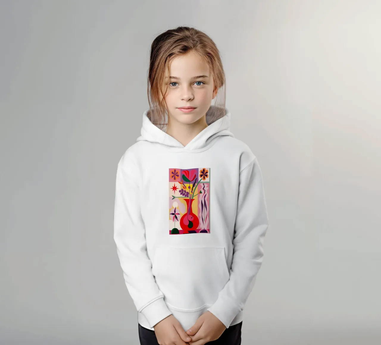 Karminrote Vase Abstraktion Kinder Hoodie von Sentinel Glow