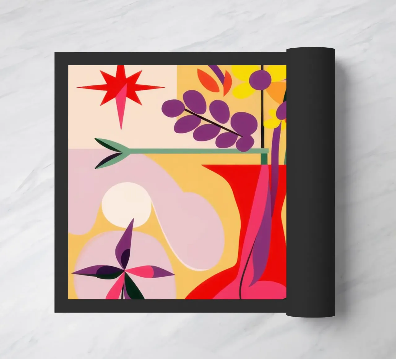 Crimson Vase Abstraction doormat by Sentinel Glow