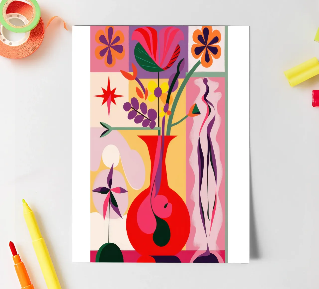 Crimson Vase Abstraction sticker sheet by Sentinel Glow