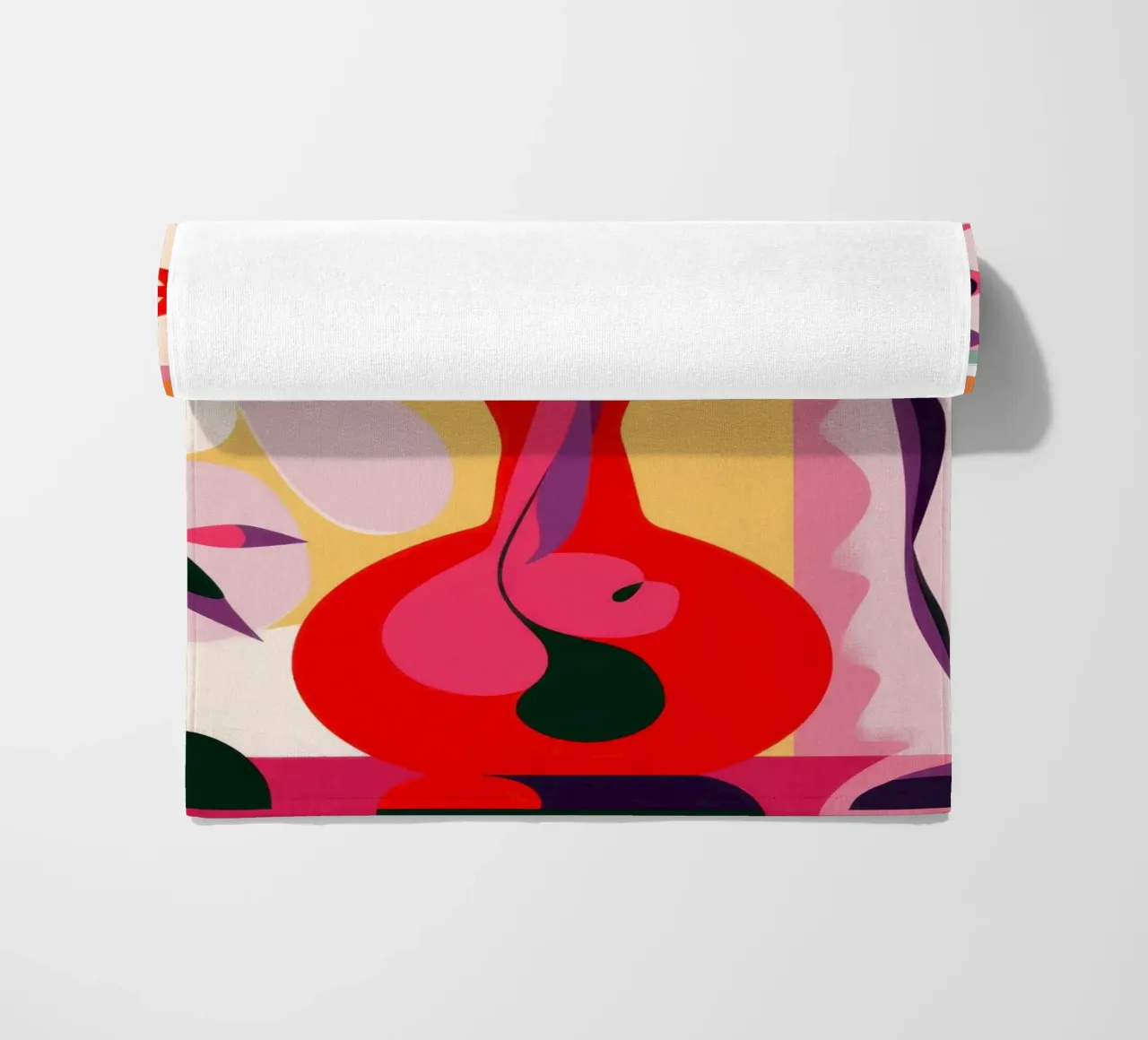 Crimson Vase Abstraction beach towel by Sentinel Glow